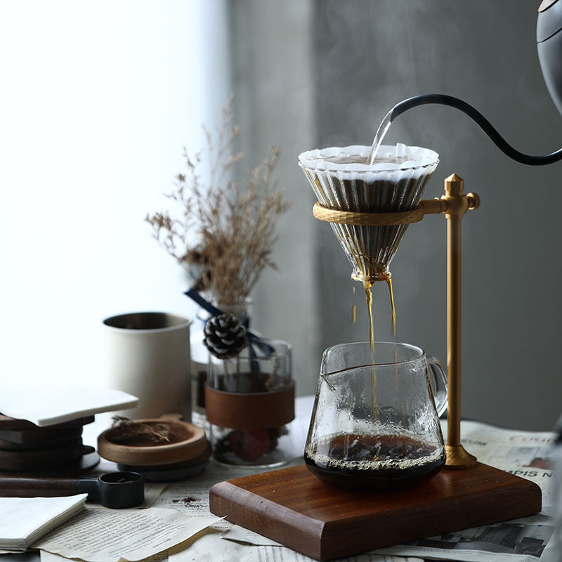 Hand Brewed Coffee Rack Outdoor Coffee Filter Cup Support Solid Wood Base Coffee Machine Appliance Set Aluminum Alloy Hand Brewed Rack
