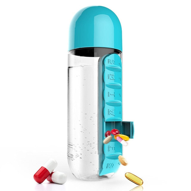 Sport-Trinkflasche 600ml mit Pillenbox