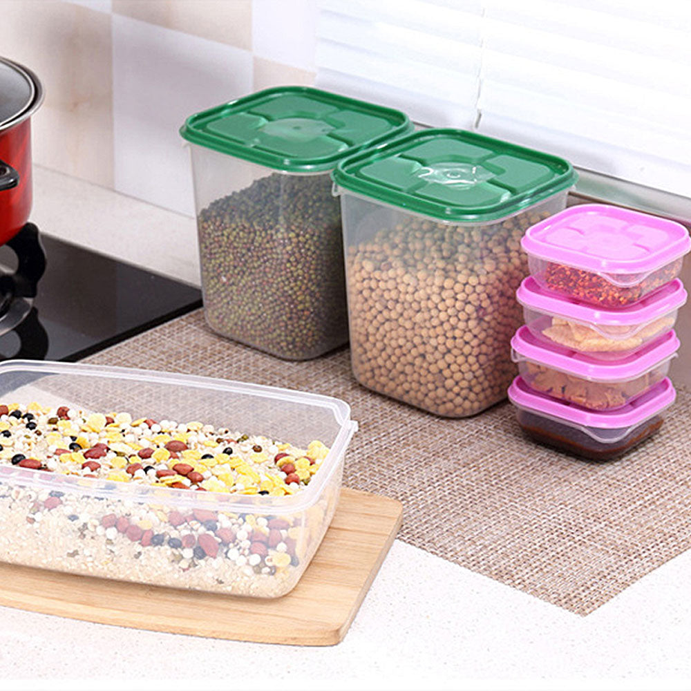 17Pcs/set Keep Fresh Food Storage Box Refrigerator Food Container Sealed Crisper Grain Dried Storage Jar Tank Kitchen Organizer