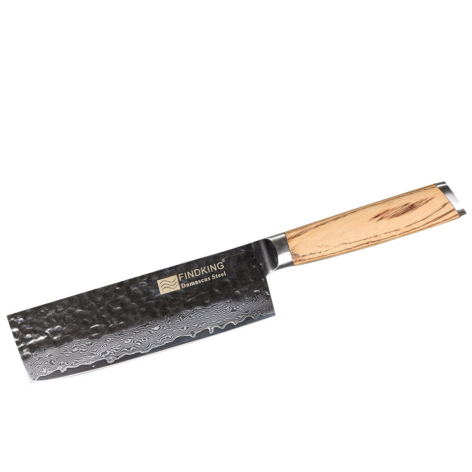 Exquisite Hammer Pattern Craft 6.5 Inch Small Kitchen Knife Zebra Wood Handle Damascus Slice Knife Sharp Chef's Knife