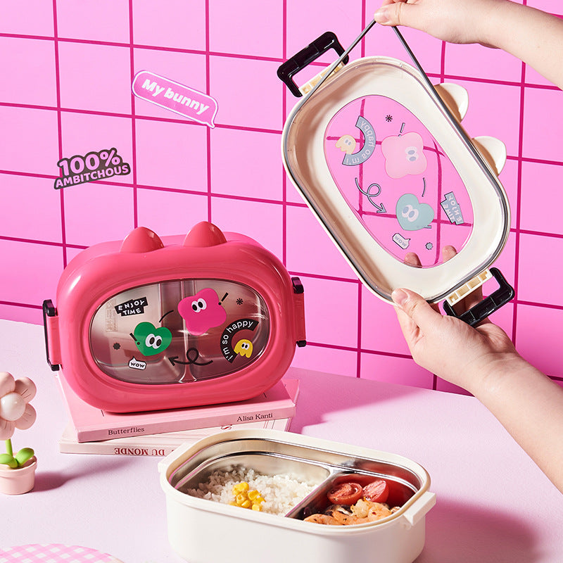 Dopamine can be heated by microwave 304 stainless steel insulation and fresh-keeping compartment lunch box lunch box
