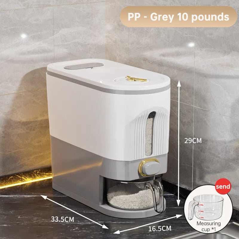 Sandwich Type Household Rice Bucket Sealed Insect Proof Moisture-Proof Narrow Edge Grain and Miscellaneous Grain Storage Bucket Press Type Rice Storage Box Rice Jar