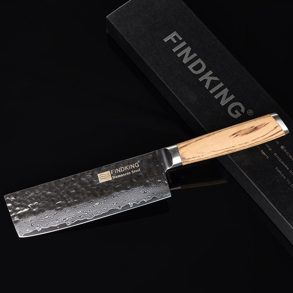 Exquisite Hammer Pattern Craft 6.5 Inch Small Kitchen Knife Zebra Wood Handle Damascus Slice Knife Sharp Chef's Knife