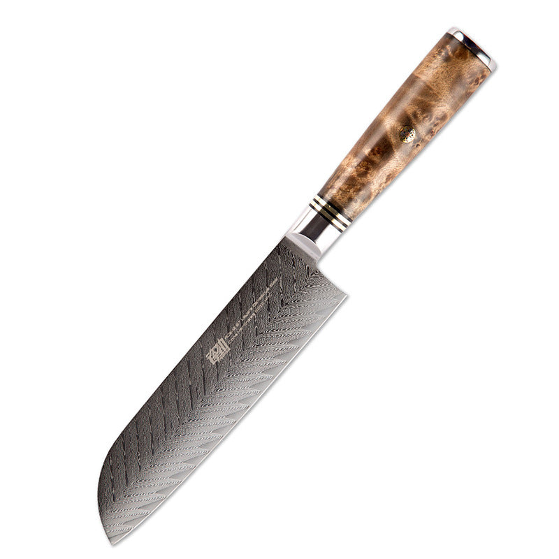 Damascus Chef Knife 7 Inch Sande Knife Fish Bone Pattern Sharp Sushi Knife Household Fish Raw Knife