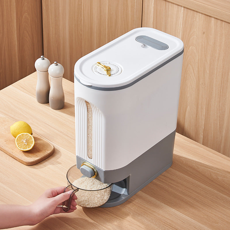 Sandwich Type Household Rice Bucket Sealed Insect Proof Moisture-Proof Narrow Edge Grain and Miscellaneous Grain Storage Bucket Press Type Rice Storage Box Rice Jar