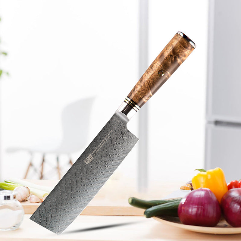 Damascus Shadow Wood 6.5 Inch Sliced Fish Bone Pattern Sharp Sushi Knife Exquisite Kitchen Knife