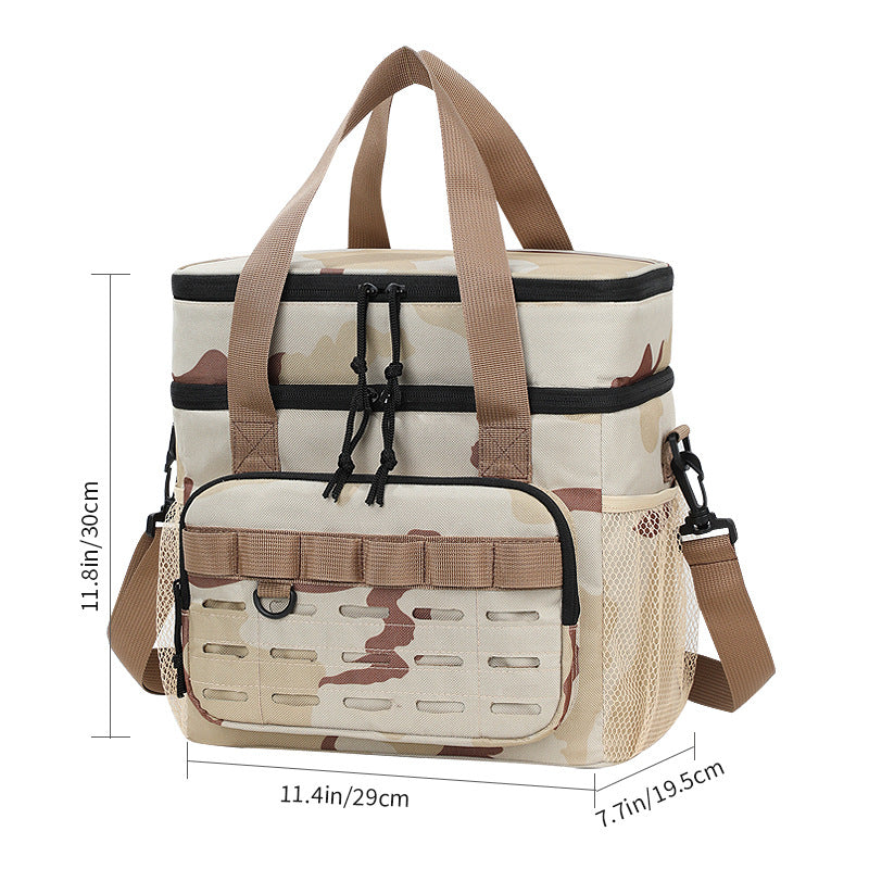 Outdoor Doppelwand-Kühltasche im Tarnmuster – Große Kapazität Schultertasche für Picknick und Lebensmittellieferung