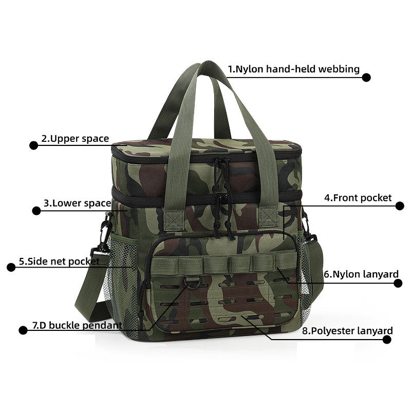Outdoor Doppelwand-Kühltasche im Tarnmuster – Große Kapazität Schultertasche für Picknick und Lebensmittellieferung
