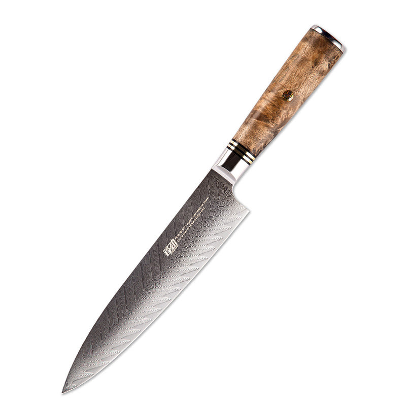 Damascus 8 Inch Slicing Knife Aus10 Chef's Knife Fish Bone Pattern Chef's Knife Shadow Wood Cutting Knife