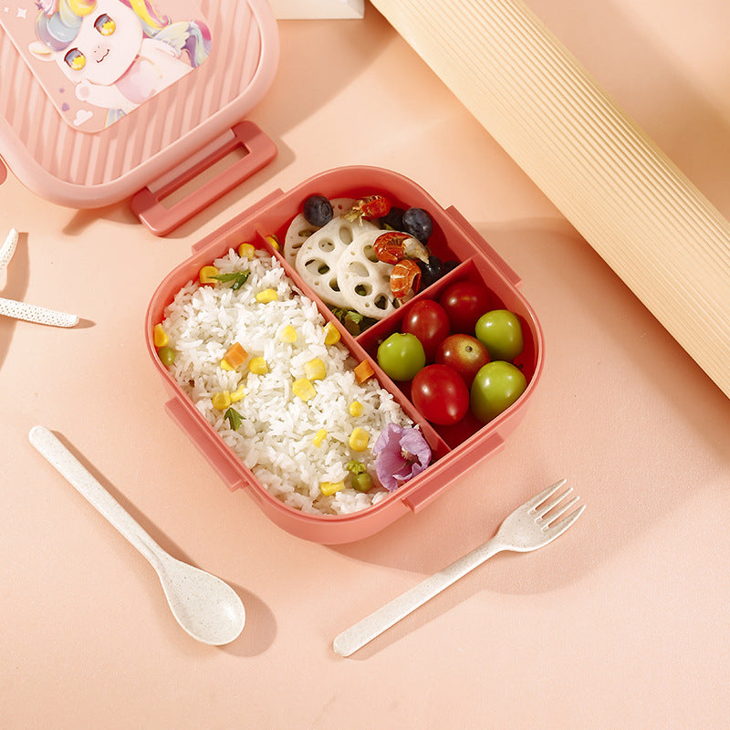 Portable heatable sealed square compartment lunch box bento box lunch box