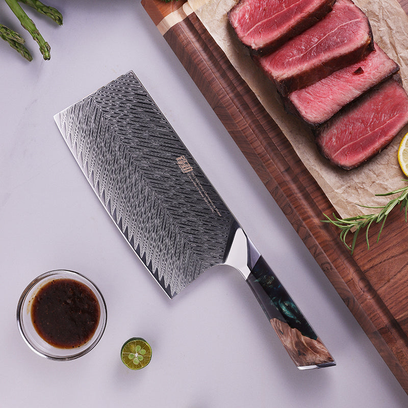 Damascus Sharp Kitchen Knife Household Slicing Knife Chinese Chef's Knife
