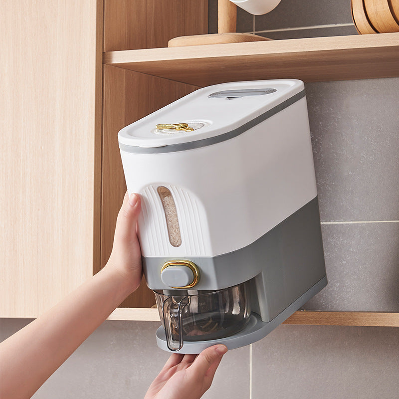 Sandwich Type Household Rice Bucket Sealed Insect Proof Moisture-Proof Narrow Edge Grain and Miscellaneous Grain Storage Bucket Press Type Rice Storage Box Rice Jar