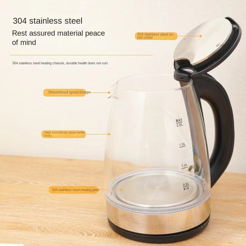 High boron glass multifunctional kettle with automatic power-off LED light and electric kettle