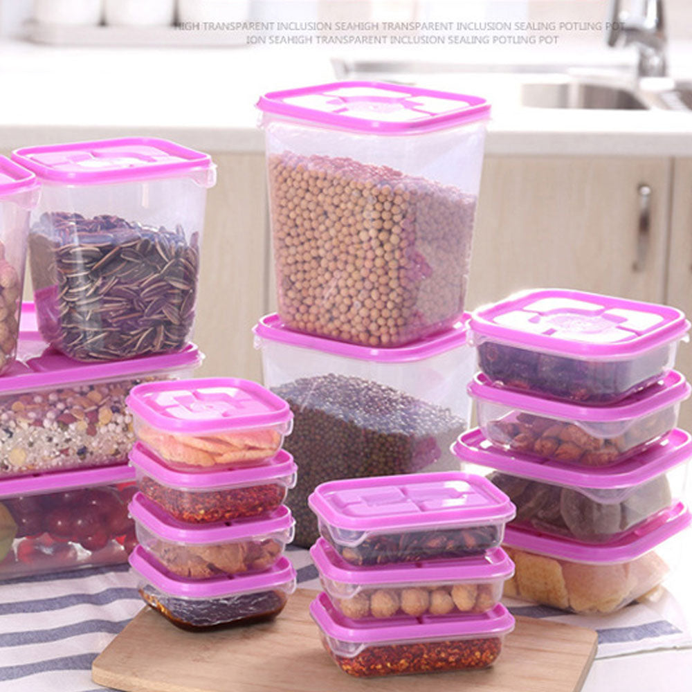 17Pcs/set Keep Fresh Food Storage Box Refrigerator Food Container Sealed Crisper Grain Dried Storage Jar Tank Kitchen Organizer