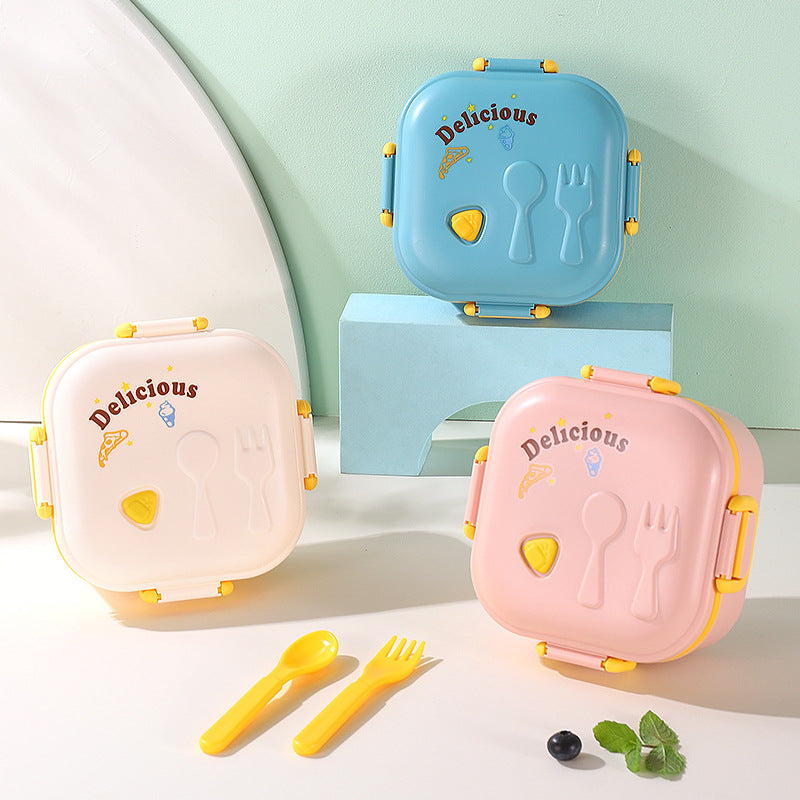 Cartoon cute microwaveable double layer portable lunch box with lid